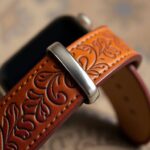 tooled apple watch band on a surface