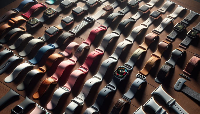 different types of apple watch bands on a flat surface